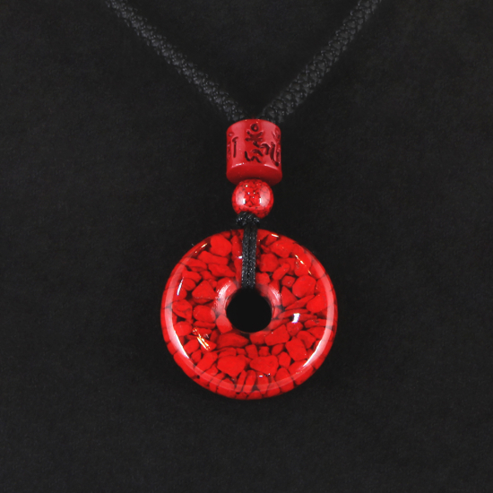 百年老舖御用避邪聖物晶體硃砂平安扣吊墜