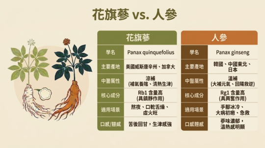 花旗蔘、人參、西洋參有什麼差別？一文看懂功效、體質禁忌與 2026 挑選不踩雷指南