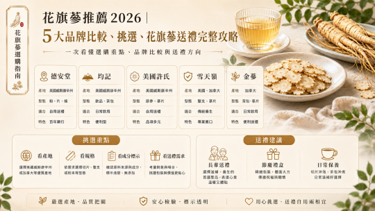 花旗蔘推薦2026｜5大品牌比較、挑選、花旗蔘送禮完整攻略