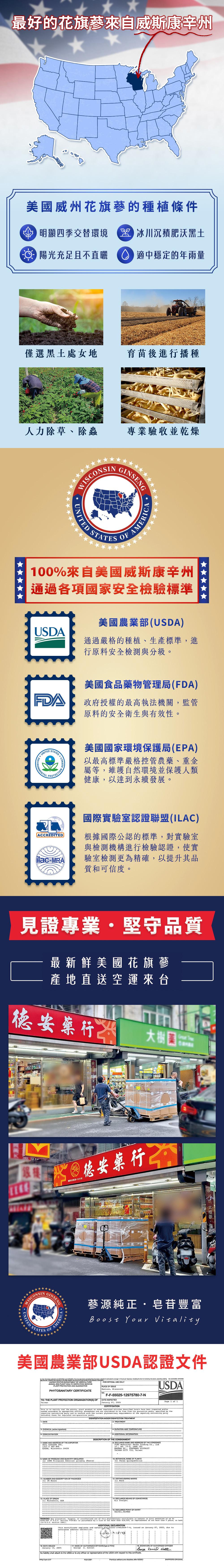 德安堂美國威州頂級六年根花旗蔘豪華蔘片禮盒