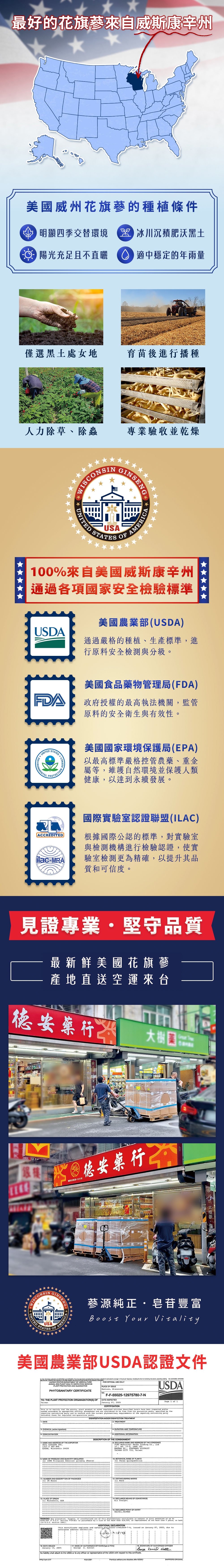 德安堂花旗蔘粒，嚴選美國威斯康辛州原產花旗蔘，通過美國USDA認證，品質有保障。